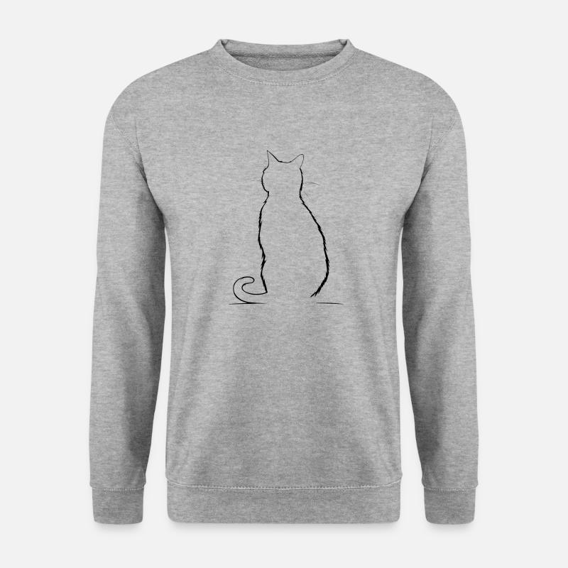Katze, katzenmotiv - Unisex Pullover - Weißgrau meliert