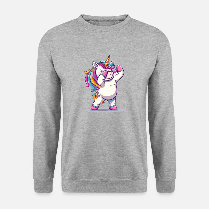 Tanzendes Einhorn - Unisex Pullover - Weißgrau meliert