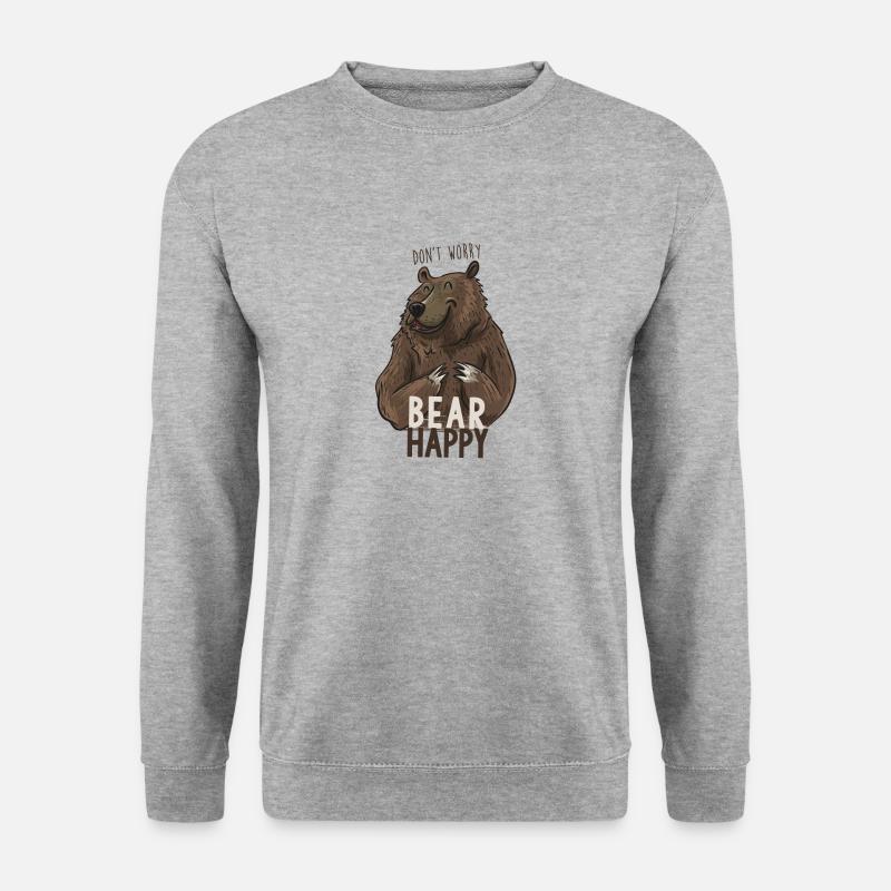 Bär glücklich - Unisex Pullover - Weißgrau meliert