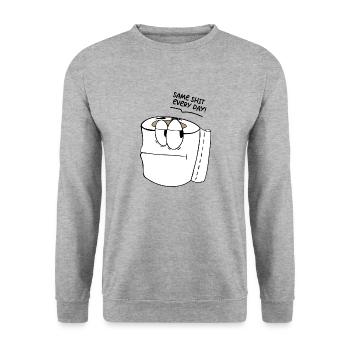 Lustiger Spruch Same shit every day ! - Unisex Pullover - Weißgrau meliert - Vorne - Alina (178cm) & Michal (187cm)