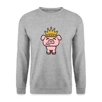 Cochon Roi Reine Prince héritier Princesse - Sweat-shirt Unisexe - gris chiné - Devant - Alina (178cm) & Michal (187cm)