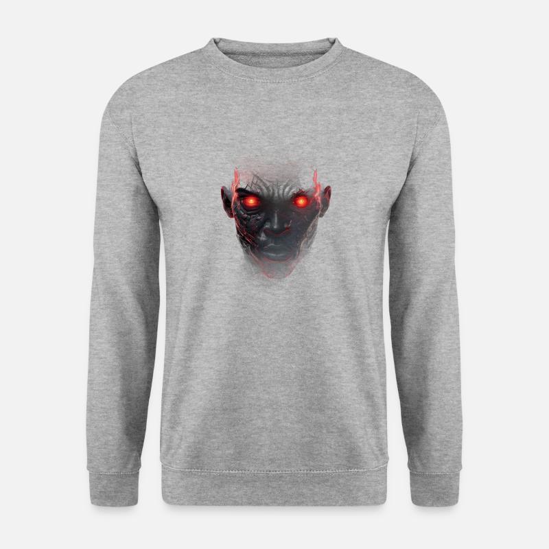 Mystisches Gesicht mit leuchtenden Augen - Unisex Pullover - Weißgrau meliert