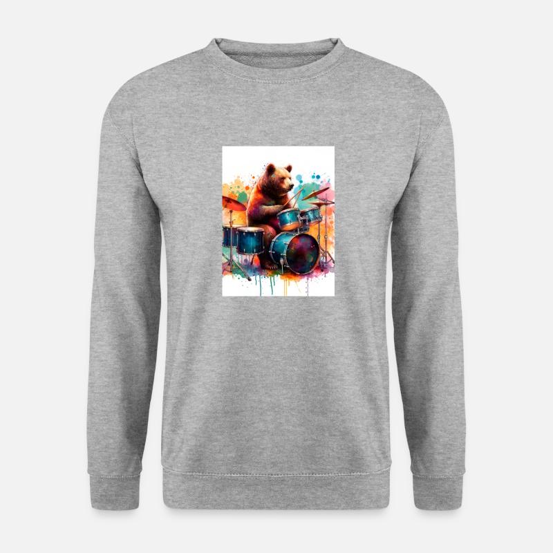 Bär im Konzert - Unisex Pullover - Weißgrau meliert