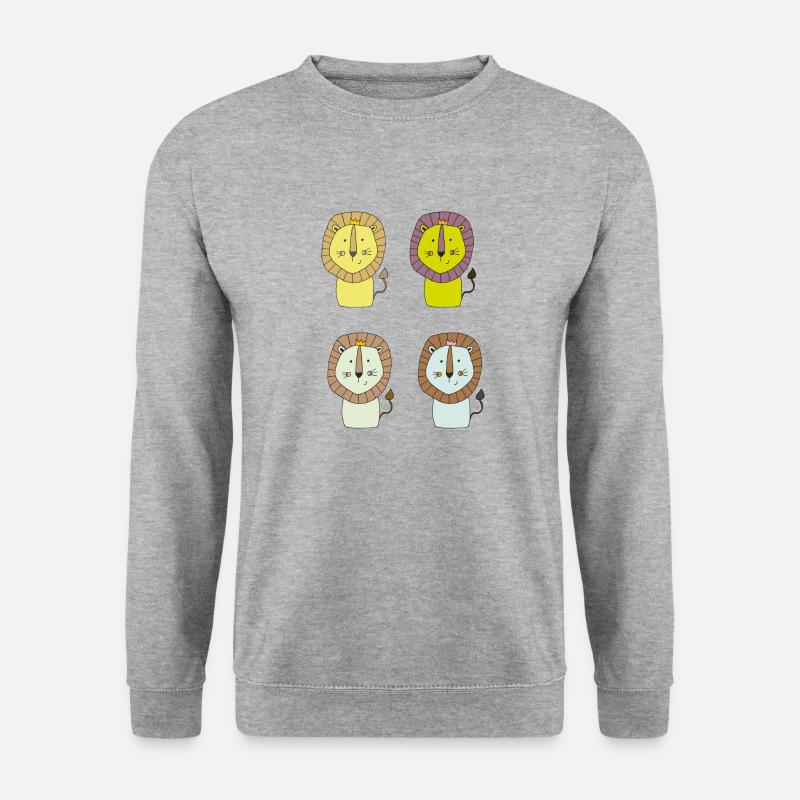 löwen viererpack - Unisex Pullover - Weißgrau meliert