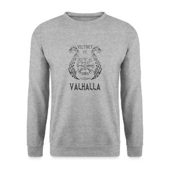 Wikinger norden valhalla schweden skandinavien flaga - Unisex Pullover - Weißgrau meliert - Vorne - Alina (178cm) & Michal (187cm)