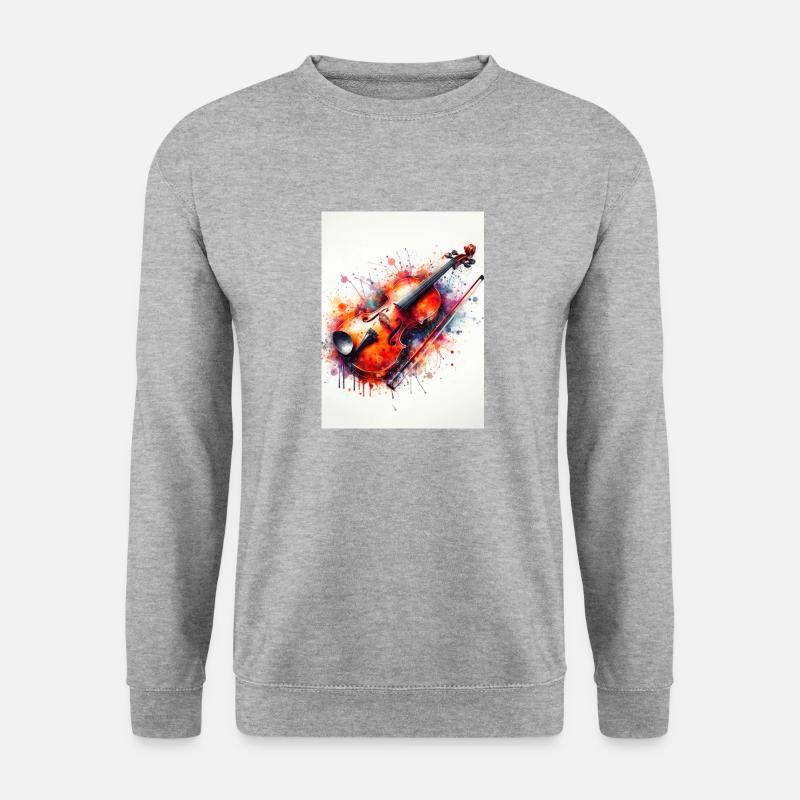Violine in Aquarell - Unisex Pullover - Weißgrau meliert