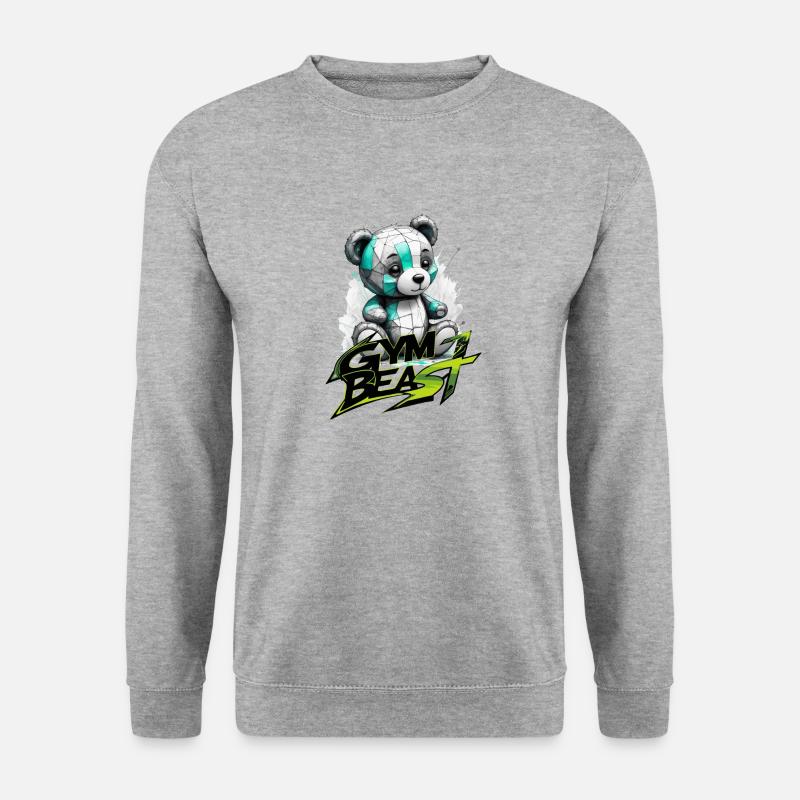 teddy gym beast - Unisex Pullover - Weißgrau meliert