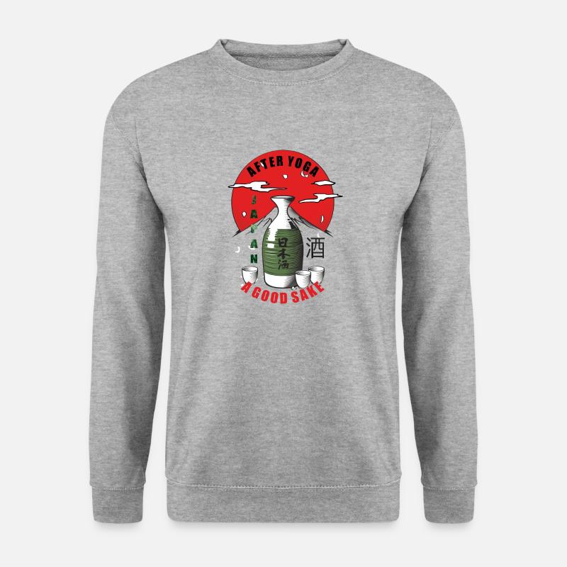nach dem Yoga ein guter Sake - Unisex Pullover - Weißgrau meliert