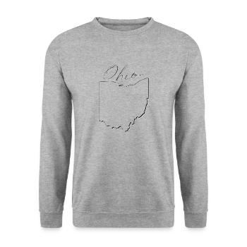 Ohio (United States) | Map | Shadow Script - Unisex Sweatshirt - salt & pepper - Front - Alina (178cm) & Michal (187cm)