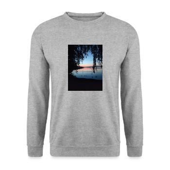 Sonnenuntergang - Unisex Pullover - Weißgrau meliert - Vorne - Alina (178cm) & Michal (187cm)