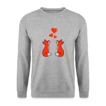 foxes in love 02 - Unisex Pullover - Weißgrau meliert - Vorne - Alina (178cm) & Michal (187cm)