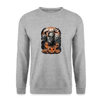 Drei Zombies zu Halloween - Unisex Pullover - Weißgrau meliert - Vorne - Alina (178cm) & Michal (187cm)