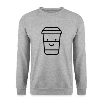 Kaffeebecher - Unisex Pullover - Weißgrau meliert - Vorne - Alina (178cm) & Michal (187cm)