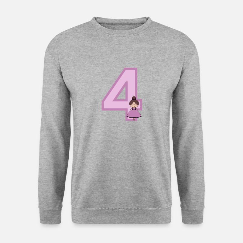 Zahl 4 - Unisex Pullover - Weißgrau meliert