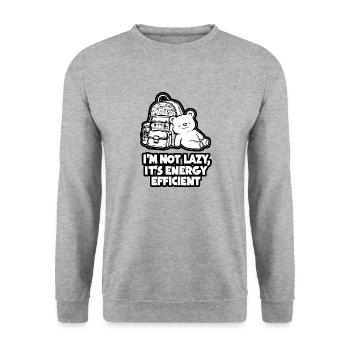 Im Not Lazy Its Energy Efficient - Unisex Sweatshirt - salt & pepper - Front - Alina (178cm) & Michal (187cm)