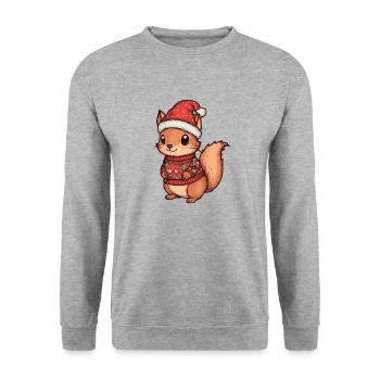 Squirrel Christmas - Unisex Sweatshirt - salt & pepper - Front - Alina (178cm) & Michal (187cm)