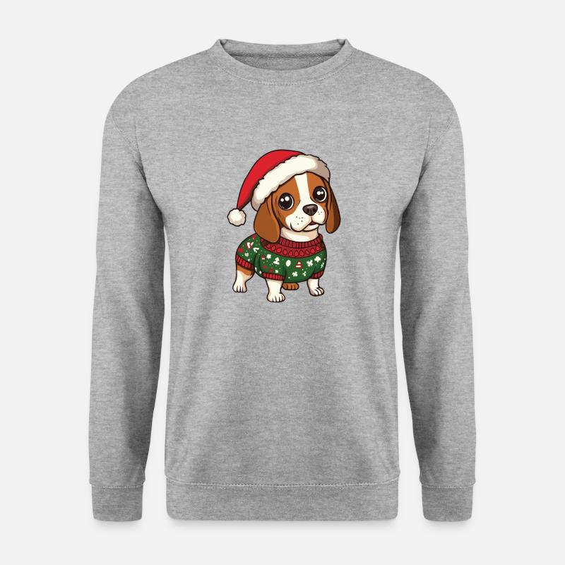 Beagle Hund Weihnachten - Unisex Pullover - Weißgrau meliert