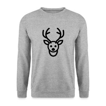 Weihnachtsrentiere - Unisex Pullover - Weißgrau meliert - Vorne - Alina (178cm) & Michal (187cm)