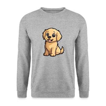 Golden Retriever Hund Comic Niedlich - Unisex Pullover - Weißgrau meliert - Vorne - Alina (178cm) & Michal (187cm)