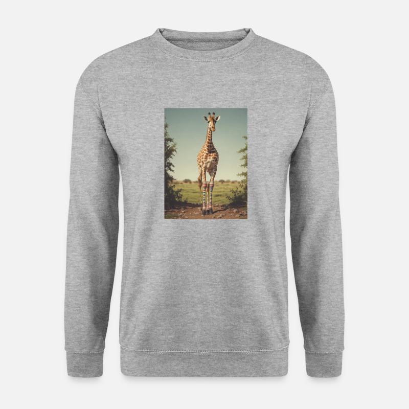 Giraffe with Socks - Unisex Pullover - Weißgrau meliert