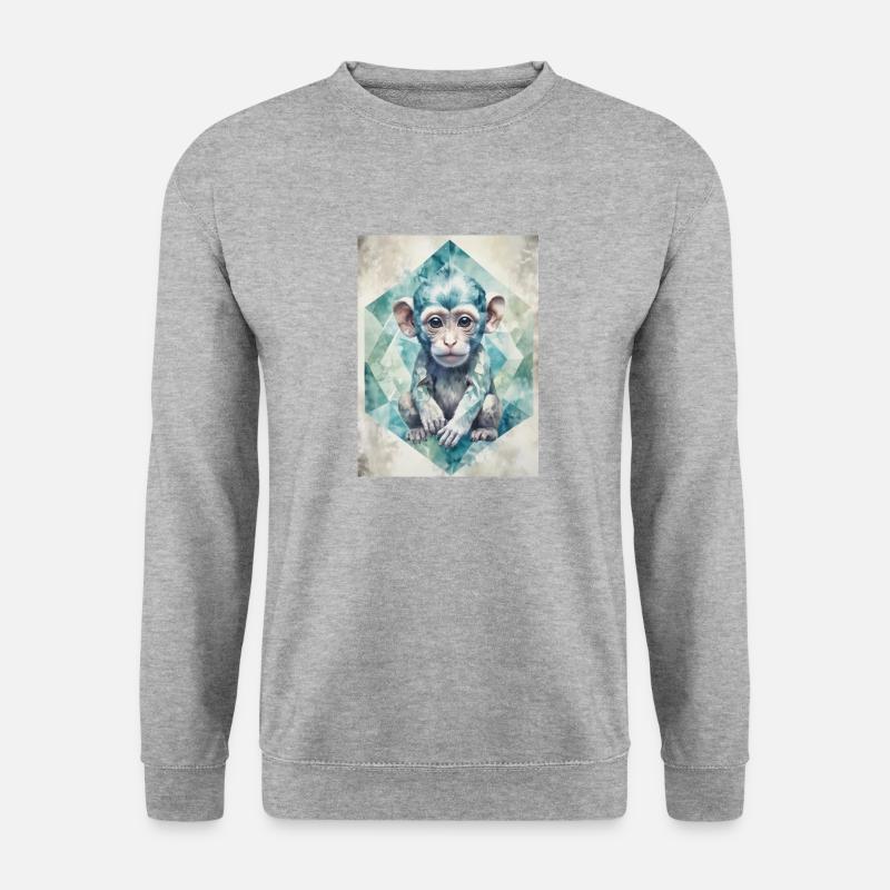 Geometric Baby Monkey - Unisex Pullover - Weißgrau meliert