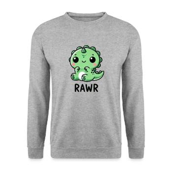 Mignon Dino T-Rex Chibi Roar Dessin animé - Sweat-shirt Unisexe - gris chiné - Devant - Alina (178cm) & Michal (187cm)