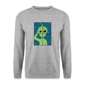 Alien - Unisex Pullover - Weißgrau meliert - Vorne - Alina (178cm) & Michal (187cm)
