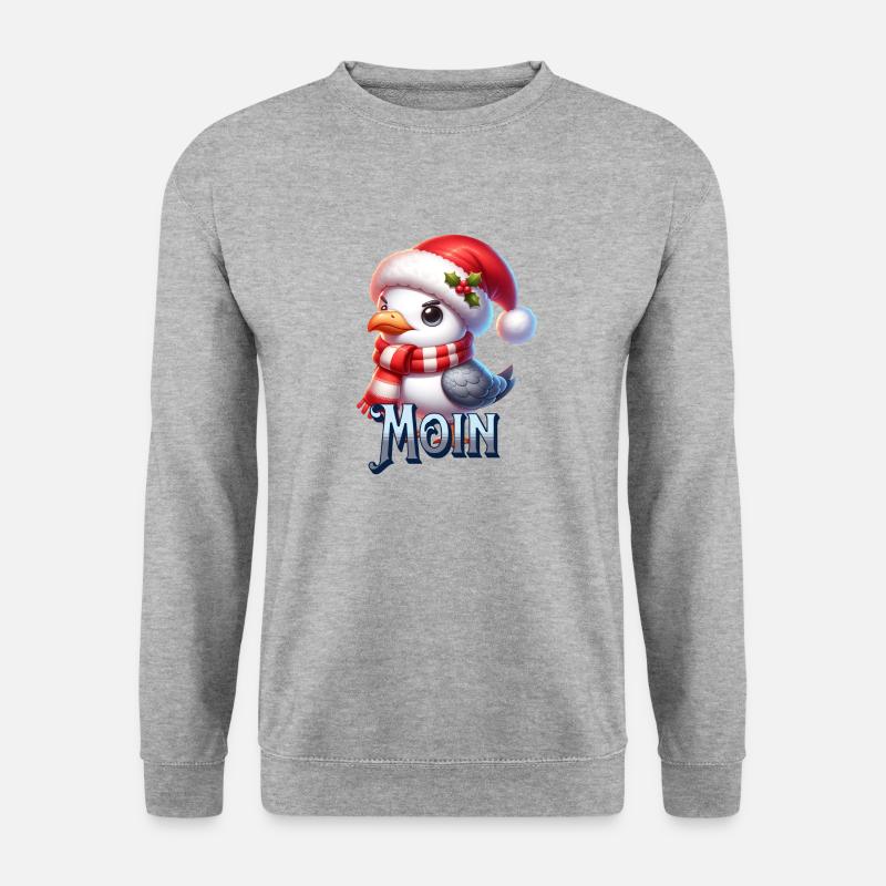 Moin Möwe Weihnachten - Unisex Pullover - Weißgrau meliert