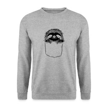 Paresseux de sommeil dans la poche de poitrine - Sweat-shirt Unisexe - gris chiné - Devant - Alina (178cm) & Michal (187cm)