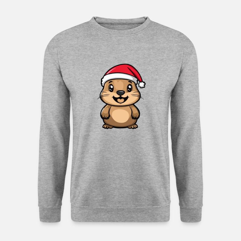 Biber Weihnachten - Unisex Pullover - Weißgrau meliert