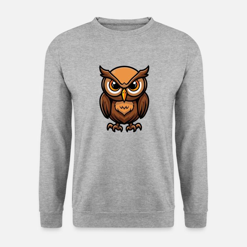Eule Comic - Unisex Pullover - Weißgrau meliert