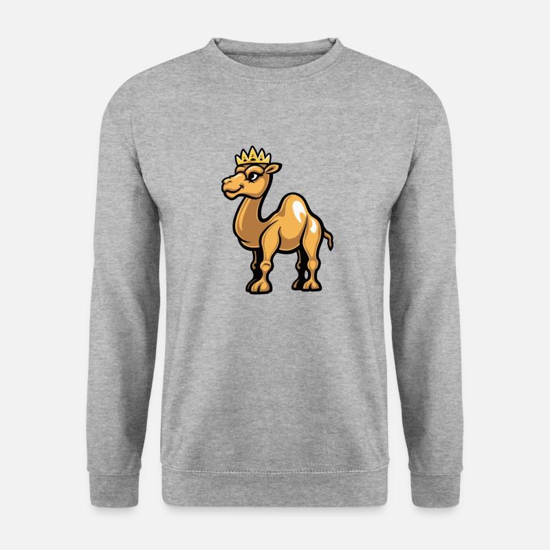 Kamel Cartoon Krone - Unisex Pullover - Weißgrau meliert
