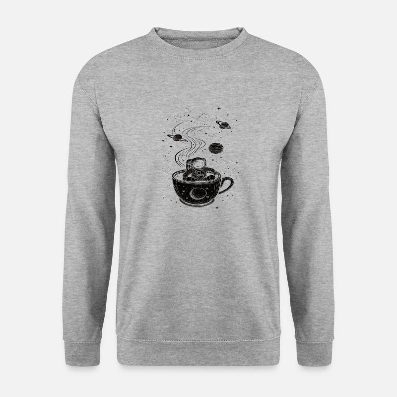 Astronaut in der Galaxie - Unisex Pullover - Weißgrau meliert