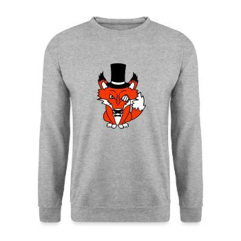 Fox Red Fox Sir Mr. Top Hat Monocle Glasses - Unisex Sweatshirt - salt & pepper - Front - Alina (178cm) & Michal (187cm)