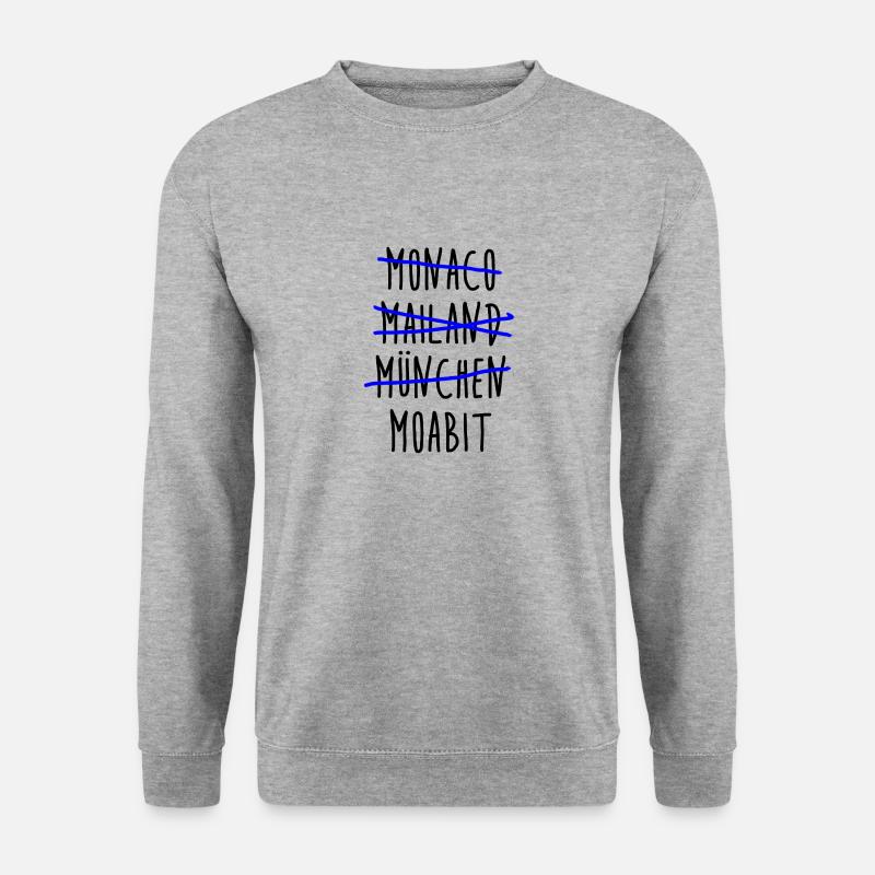 Monaco Mailand München Moabit - Berlin Tiergarten - Unisex Pullover - Weißgrau meliert