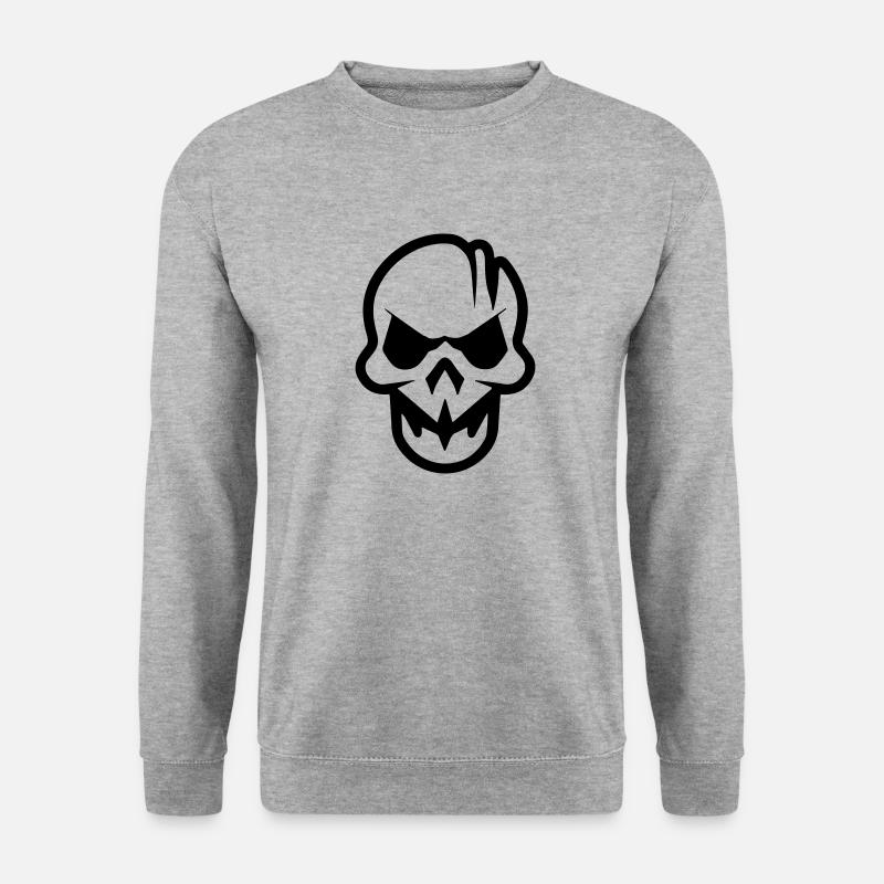 Schädel - Unisex Pullover - Weißgrau meliert
