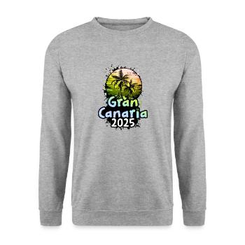 Gran Canaria 2025 Holiday Palm Trees - Unisex Sweatshirt - salt & pepper - Front - Alina (178cm) & Michal (187cm)