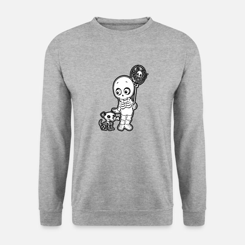 Skelett Monster Spaziergang - Unisex Pullover - Weißgrau meliert