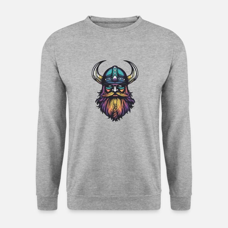 Wikinger Helm - Unisex Pullover - Weißgrau meliert