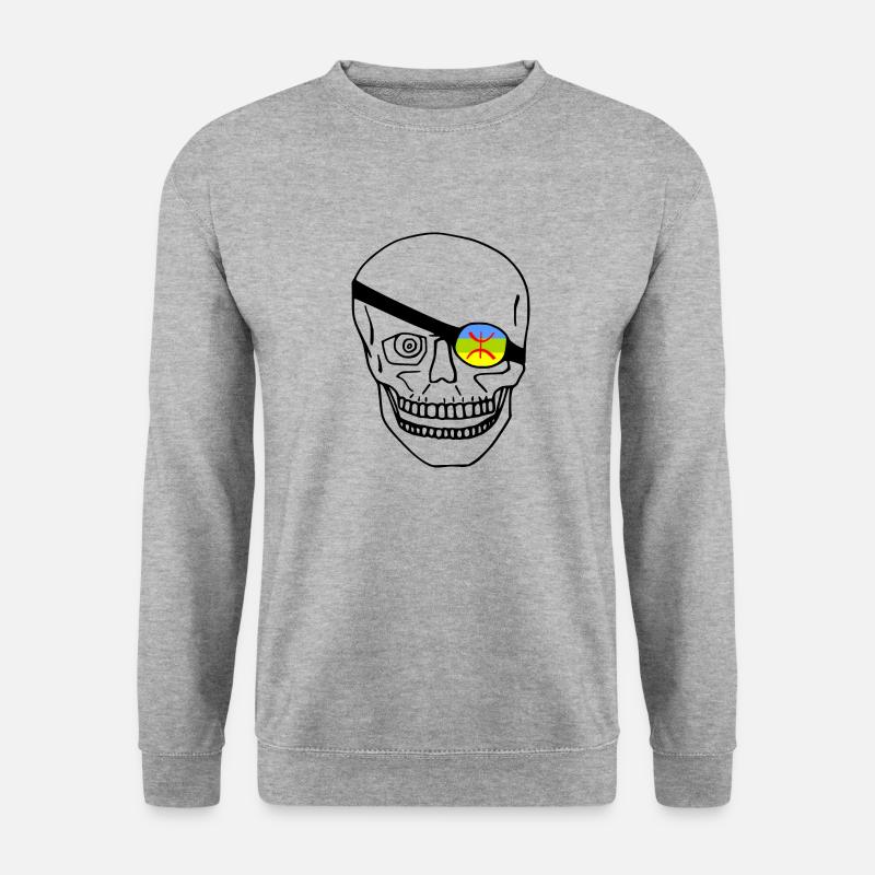 Amazigh Flagge Schädel - Unisex Pullover - Weißgrau meliert
