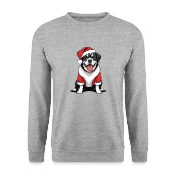 Santa Dog Santa Claus Dog Gift - Unisex Sweatshirt - salt & pepper - Front - Alina (178cm) & Michal (187cm)