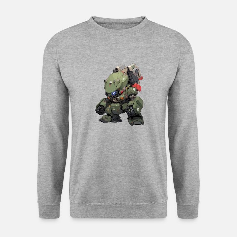 Kampf-Mech Chibi - Unisex Pullover - Weißgrau meliert