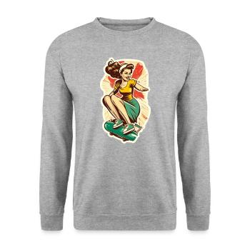 Skater Girl - Unisex Sweatshirt - salt & pepper - Front - Alina (178cm) & Michal (187cm)