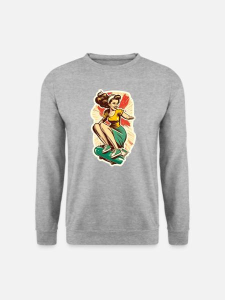 Skater-Mädchen - Unisex Pullover - Weißgrau meliert
