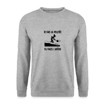 je fais la pelletée - Sweat-shirt Unisexe - gris chiné - Devant - Alina (178cm) & Michal (187cm)