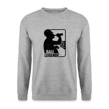 BAU LEGENDE AUF DEM BAU - Unisex Pullover - Weißgrau meliert - Vorne - Alina (178cm) & Michal (187cm)