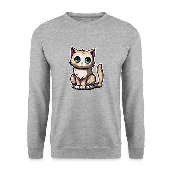 cute cat - Unisex Sweatshirt - salt & pepper - Front - Alina (178cm) & Michal (187cm)