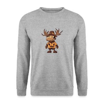 Elch Halloween Comic Lustig - Unisex Pullover - Weißgrau meliert - Vorne - Alina (178cm) & Michal (187cm)