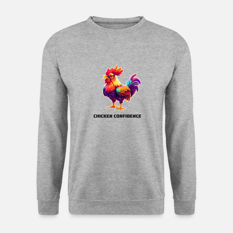 CHICKEN CONFIDENCE - Unisex Pullover - Weißgrau meliert