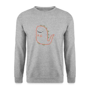 Dino - Unisex Pullover - Weißgrau meliert - Vorne - Alina (178cm) & Michal (187cm)